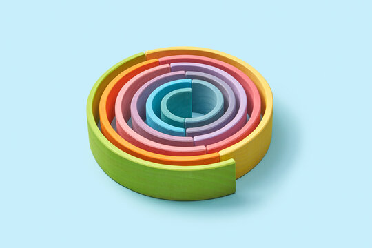 Wooden multicolored strips as a constructor.