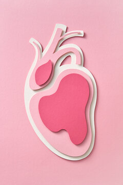 Handmade from paper abstract model of human heart.
