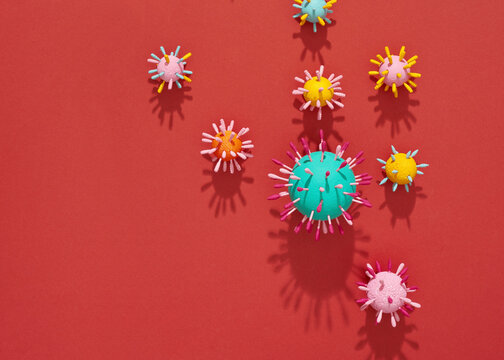 Microscopic bacteria and viruses icon.