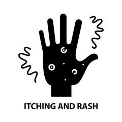 itching and rash icon, black vector sign with editable strokes, concept illustration