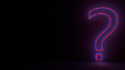  Red and Blue   neon light question mark with  3D rendering