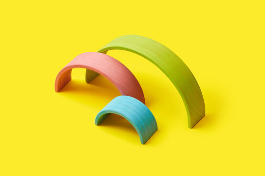 Curved wooden colorful planks.