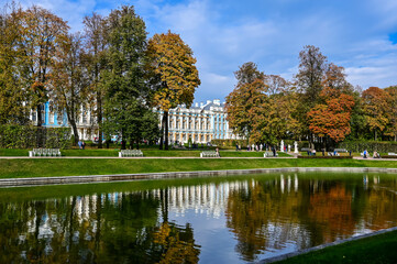 Fototapeta na wymiar Catherine's Palace. A masterpiece of Russian architecture. the city of Pushkin.