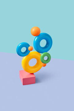 Balancing structure from plastic figures.