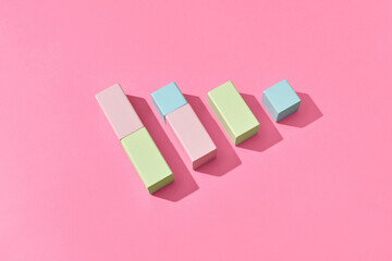 Wooden blocks as a vertical bar chart.