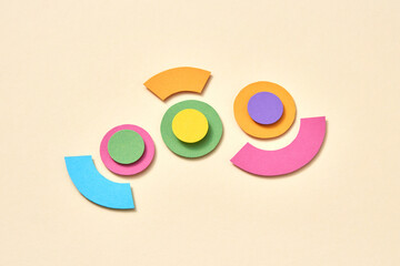 Handmade colorful paper figures pattern.