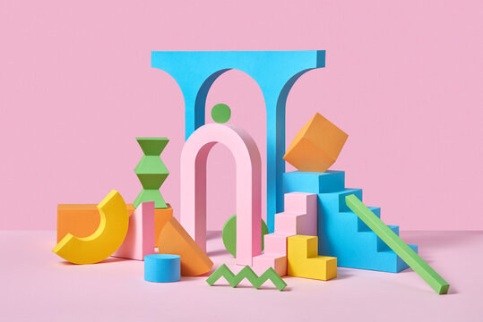 Abstract colorful three-dimensional figures.
