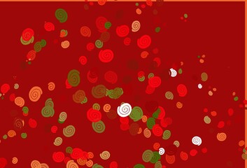 Light Green, Red vector background with bent ribbons.