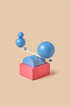 Balancing construction from colorful figures.