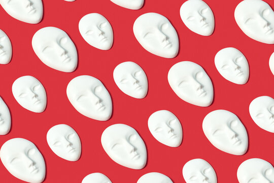 Art pattern from porcelain face masks.