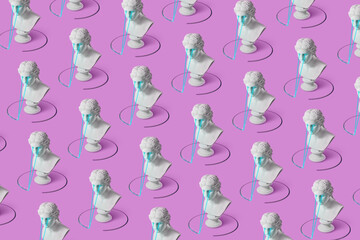 Pattern from statue's heads with laser rays