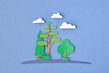 Natural handmade forest landscape from paper.