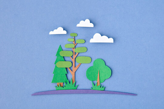 Natural handmade forest landscape from paper.