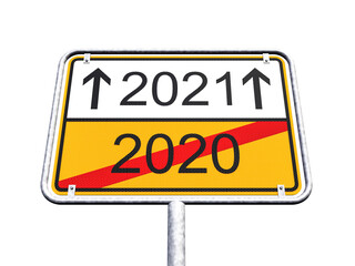 3d Illustration - Ortsschild - Ortstafel - 2020 - 2021 - Freisteller - Freigestellt