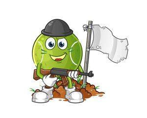tennis army character. cartoon mascot vector