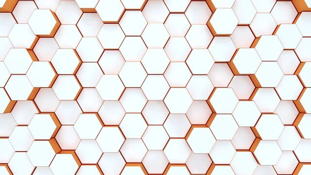 Modern hexagonal background texture pattern. Honeycombs at different level. 3d rendering illustration. Futuristic banner. 4K video