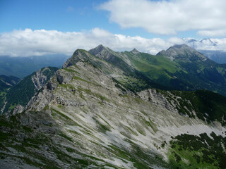 Obraz premium Mountain hiking through Ammergau Alps, Tyrol, Austria