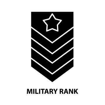military rank icon, black vector sign with editable strokes, concept illustration
