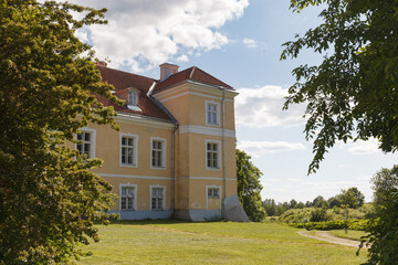 Fototapeta na wymiar Kiltsi manor belonged to the great Russian seafarer Krusenstern and his family. Sunny summer day.
