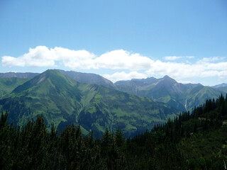Mountain hiking through Ammergau Alps, Tyrol, Austria