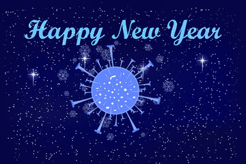 Obraz na płótnie Canvas New Year greetings coronavirus, Happy New Year, vector illustration 