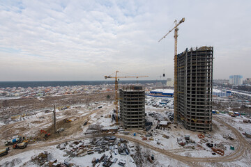 Winter, construction site, social housing production.