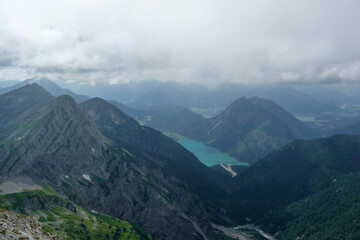 Mountain hiking through Ammergau Alps, Tyrol, Austria