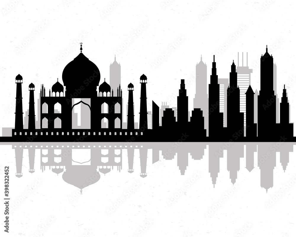 Poster cityscape india skyline scene icon