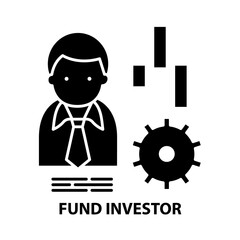 fund investor icon, black vector sign with editable strokes, concept illustration