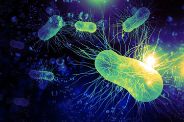 E.Coli Bacteria Cells 3D Illustration