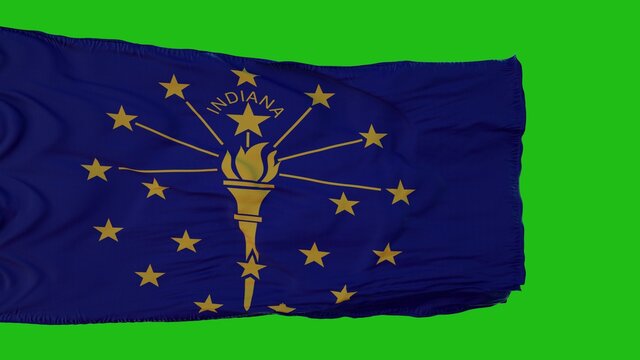 Flag of Indiana on Green Screen. Perfect for your own background using green screen. 3d rendering