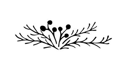 Hand drawn doodle style twigs in vector. Isolated illustration on white background. For graphic and web design