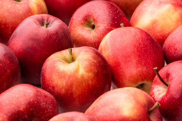 Fototapeta na wymiar Red apples in a wicker basket. Isolate on white background