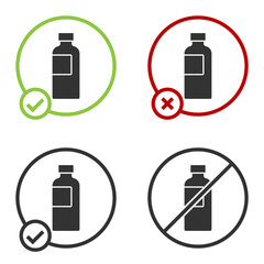 Black Fitness shaker icon isolated on white background. Sports shaker bottle with lid for water and protein cocktails. Circle button. Vector.