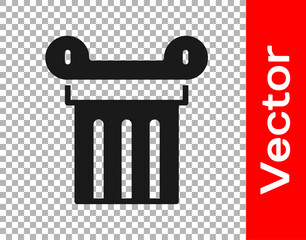 Black Ancient column icon isolated on transparent background. Vector.