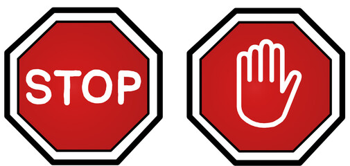 two octagonal stop sign on red background. Stop sign. Hand sign to stop.