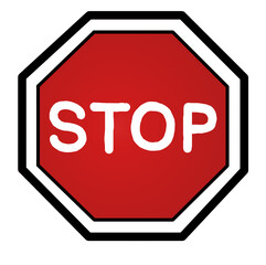 octagonal stop sign on red background. Stop sign. Hand sign to stop. white background pic.