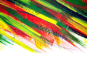 Fototapeta premium Background from different strokes of red, yellow, green and blue paint