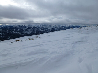 Winter hiking tour to Schönberg mountain in Bavaria, Germany