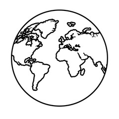 world planet earth maps silhouette line style icon