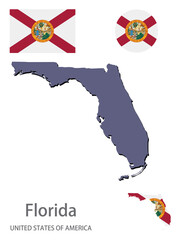 flag and silhouette of the state of Florida vector