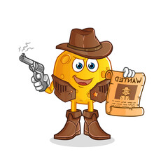 moon cowboy holding gun and wanted poster illustration. character vector