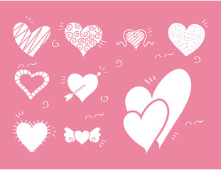 bundle of hearts love silhouette style icons