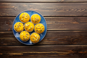 Muffins with pumpkin seeds
