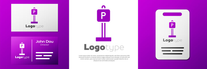 Logotype Parking icon isolated on white background. Street road sign. Logo design template element. Vector.