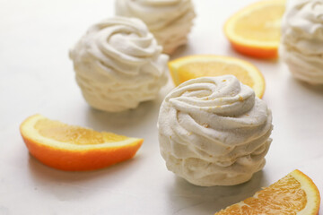 Tasty homemade zephyr with orange flavour