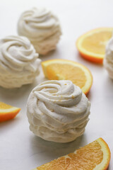 Tasty homemade zephyr with orange flavour