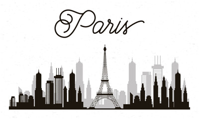 cityscape paris skyline scene icon