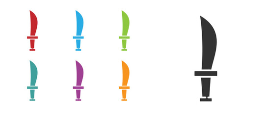 Black Pirate sword icon isolated on white background. Sabre sign. Set icons colorful. Vector.