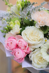 Flower composition. Macro photo. Wedding decor. A Beautiful bouquet of fresh flowers.
